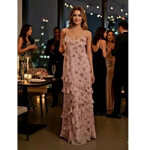 Poeselle Size L Ruffled Pink Floral. Dances, Party,Y2K, Beachy, Closet..side Zip